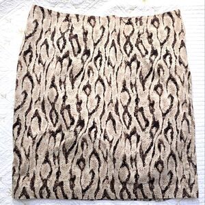 Apt. 9 Snakeskin Print Pencil Skirt Brown Tan Lined Size 12 Career Corpcore